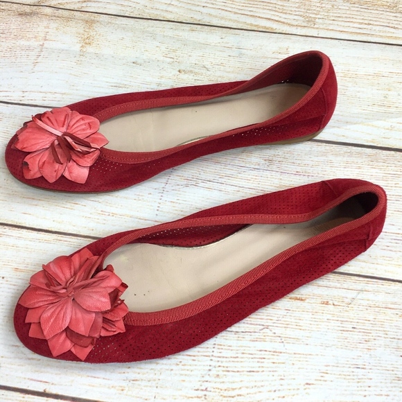 Manya red perforated suede ballet flats Italy 38 - Picture 3 of 7